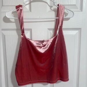 wild fable Rose-Pink velvet bow Tank Top